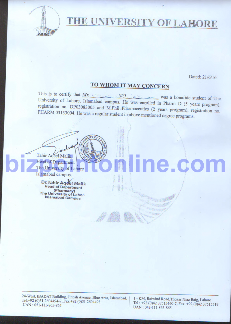 Bonafide letter 2 Business Point Travels Tours